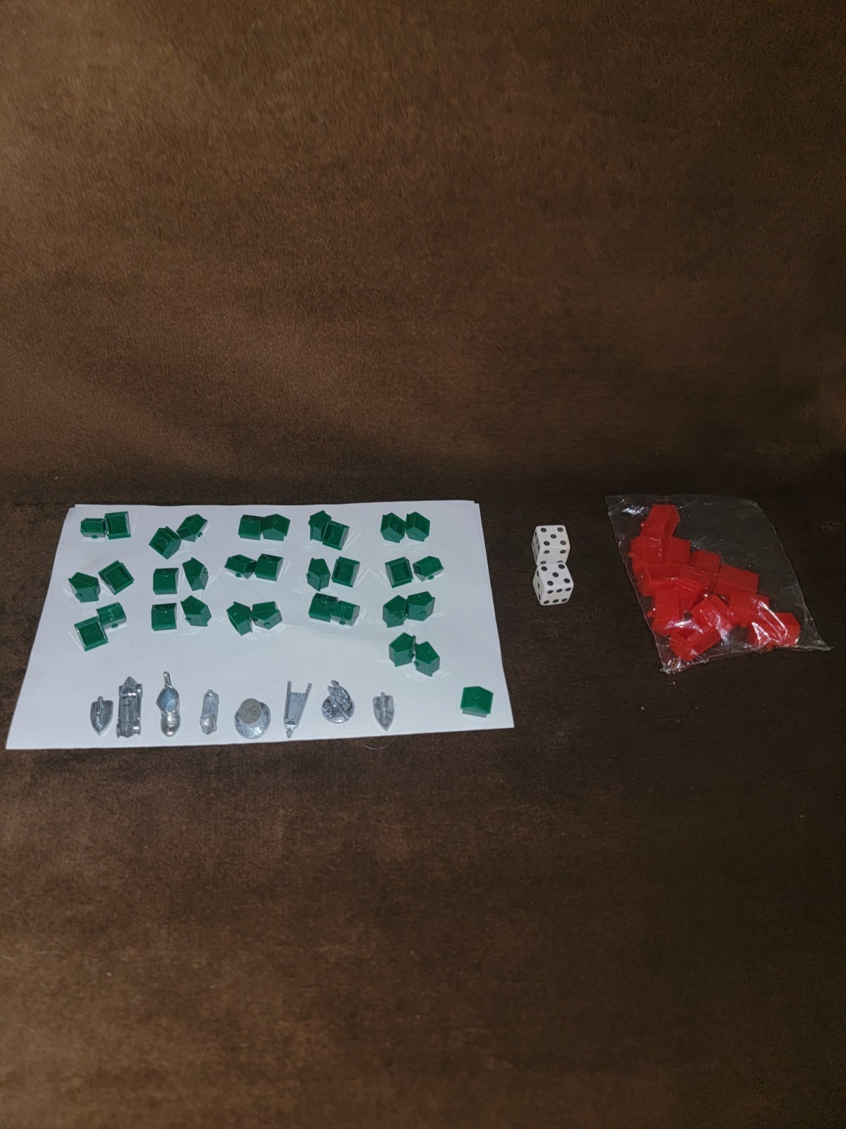 Vtg 1978 Monopoly Game Piece 12 Sealed Hotels 33 Houses 2 Die 8 Tokens (2 Irons)