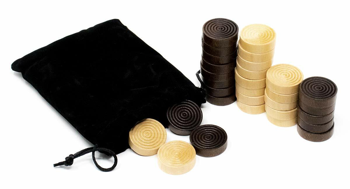 1.5 inch Wood Backgammon or Checkers pieces - 30 pieces with Bag