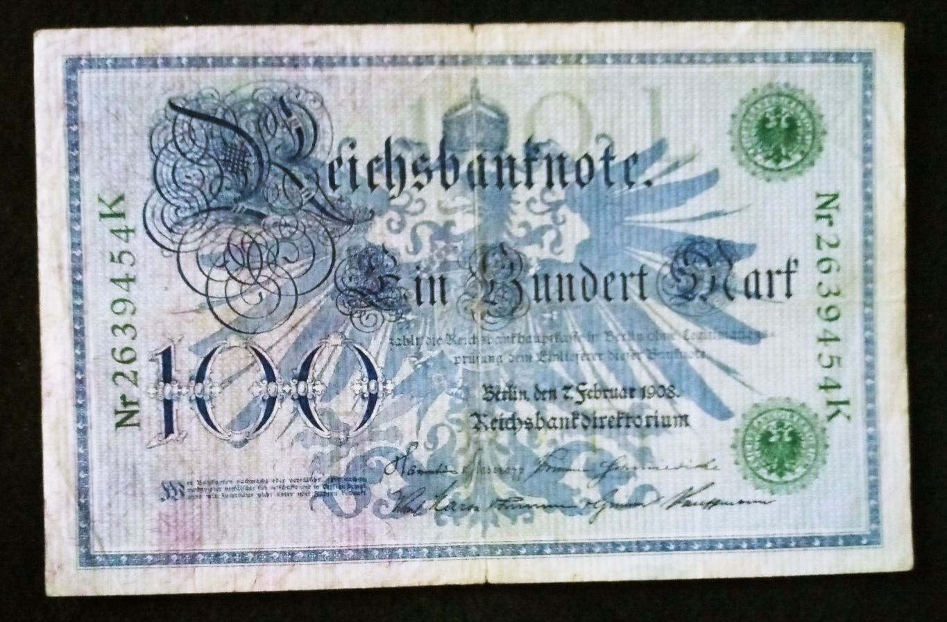 1908 Germany 100 Mark Banknote Circulated