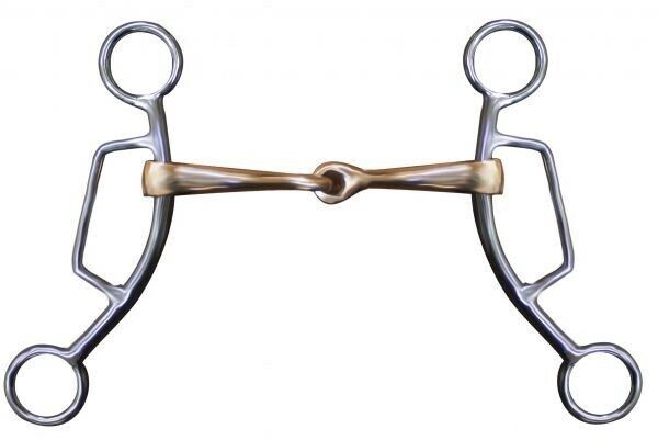 Showman Stainless Steel Sliding Gag Bit w/ 7" Cheeks & 5" Copper Mouth
