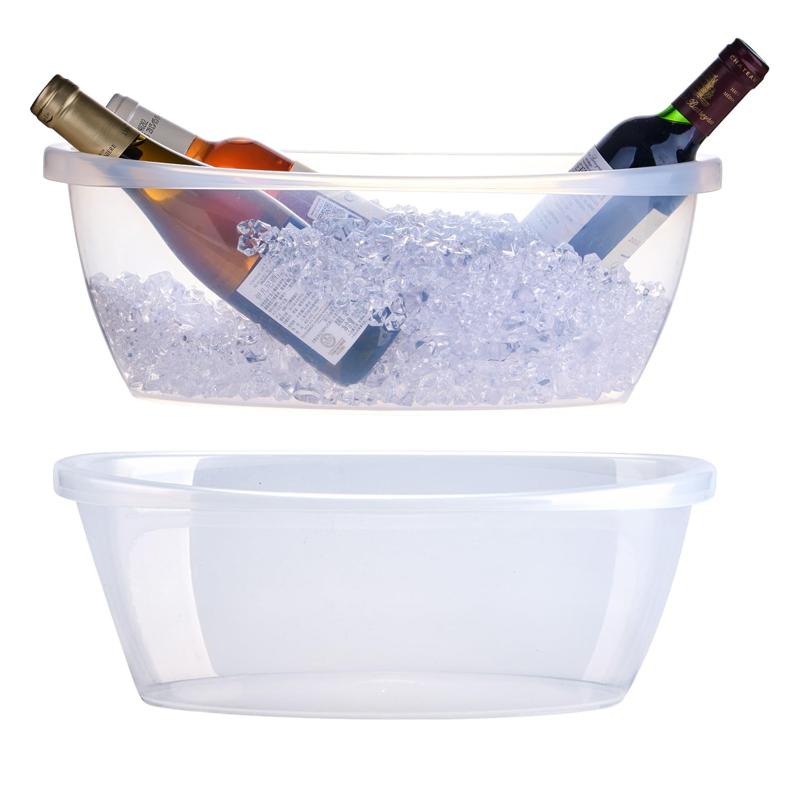 AiSmRu 2 Pack Large Ice Buckets for Parties, 5L Oval Plastic Champagne Wine C...