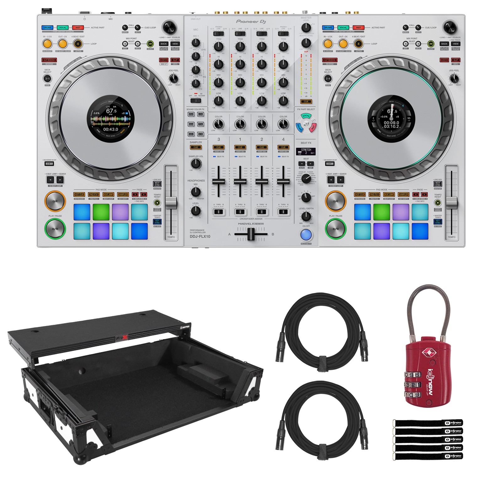 Pioneer DDJ-FLX10-W 4-Channel rekordbox Serato DJ Controller White w White Case