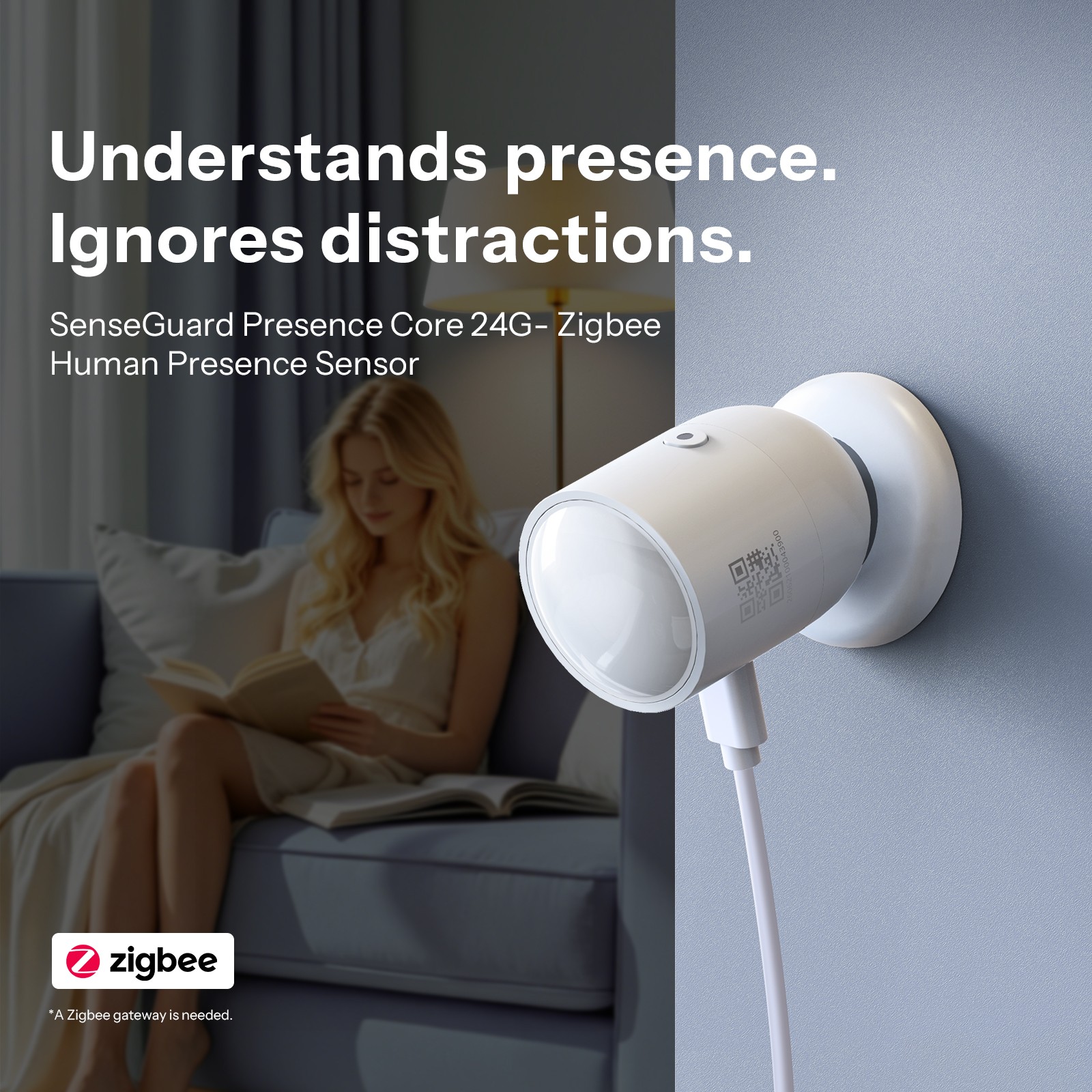 SONOFF Zigbee Presence Sensor, 24GHz mmWave Radar Light Sensor, Zone Positioning