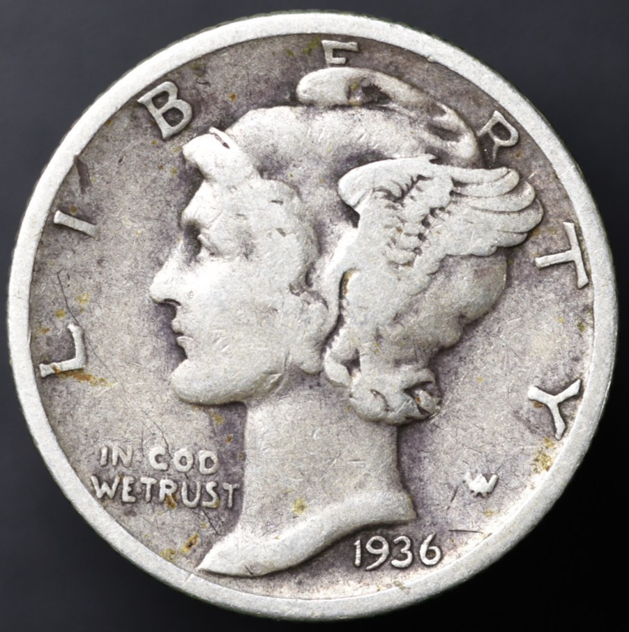 1935-S 10c Mercury Dime NICE F 90% Silver (#8857)