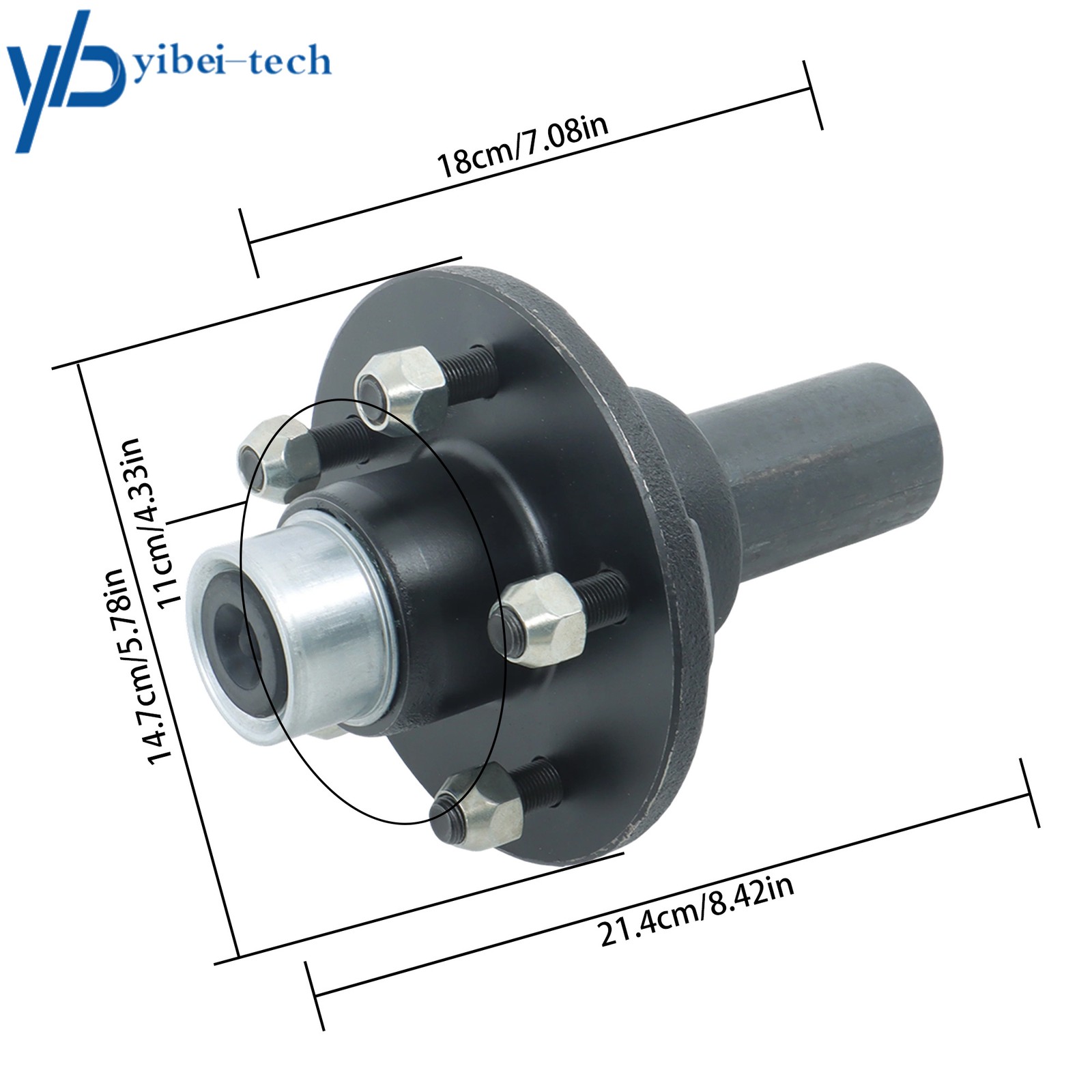 5 × 4.5 Idler Hub Spindle Kit Trailer Axle 3500lbs #84 Pre-Assembled&Pre-Greased
