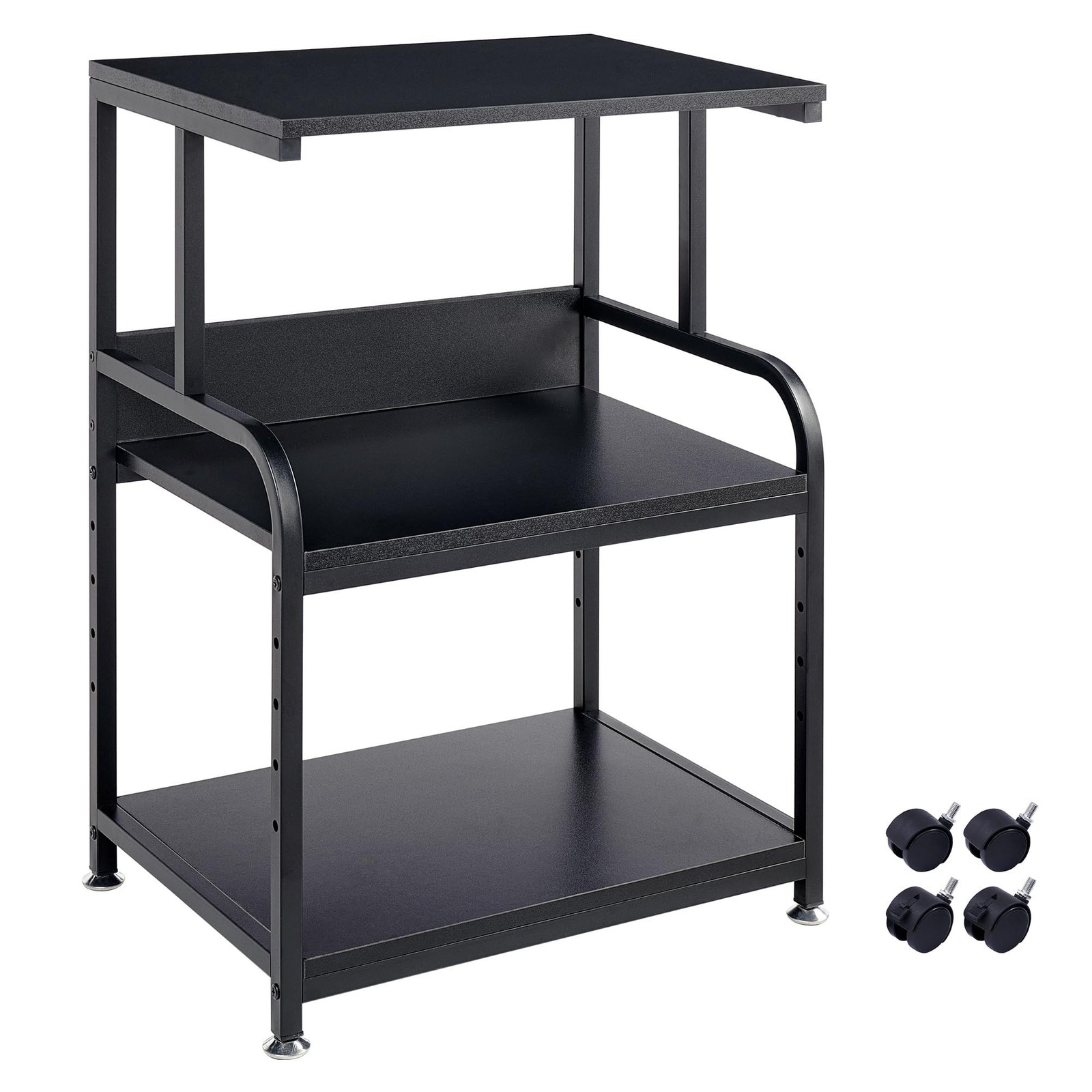 Printer Stand, 3 Tier Printer Table with Height Adjustable Storage Shelf, Rol...