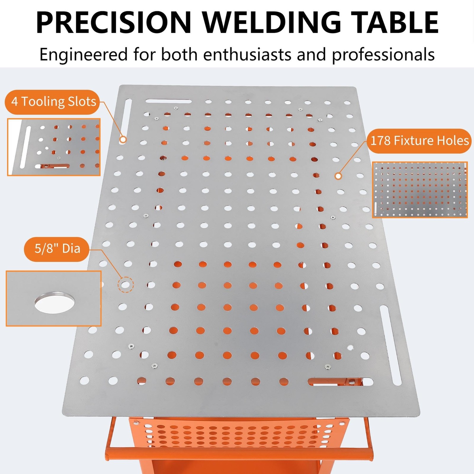 Welding Table 36"x24" 800LBS Welding Work Bench Table w/Fixture Holes & Pegboard