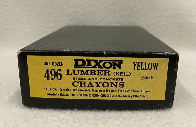 Vintage Dixon 496 Lumber Keil Steel Concrete 12 Crayons Markers 1 Dozen New USA