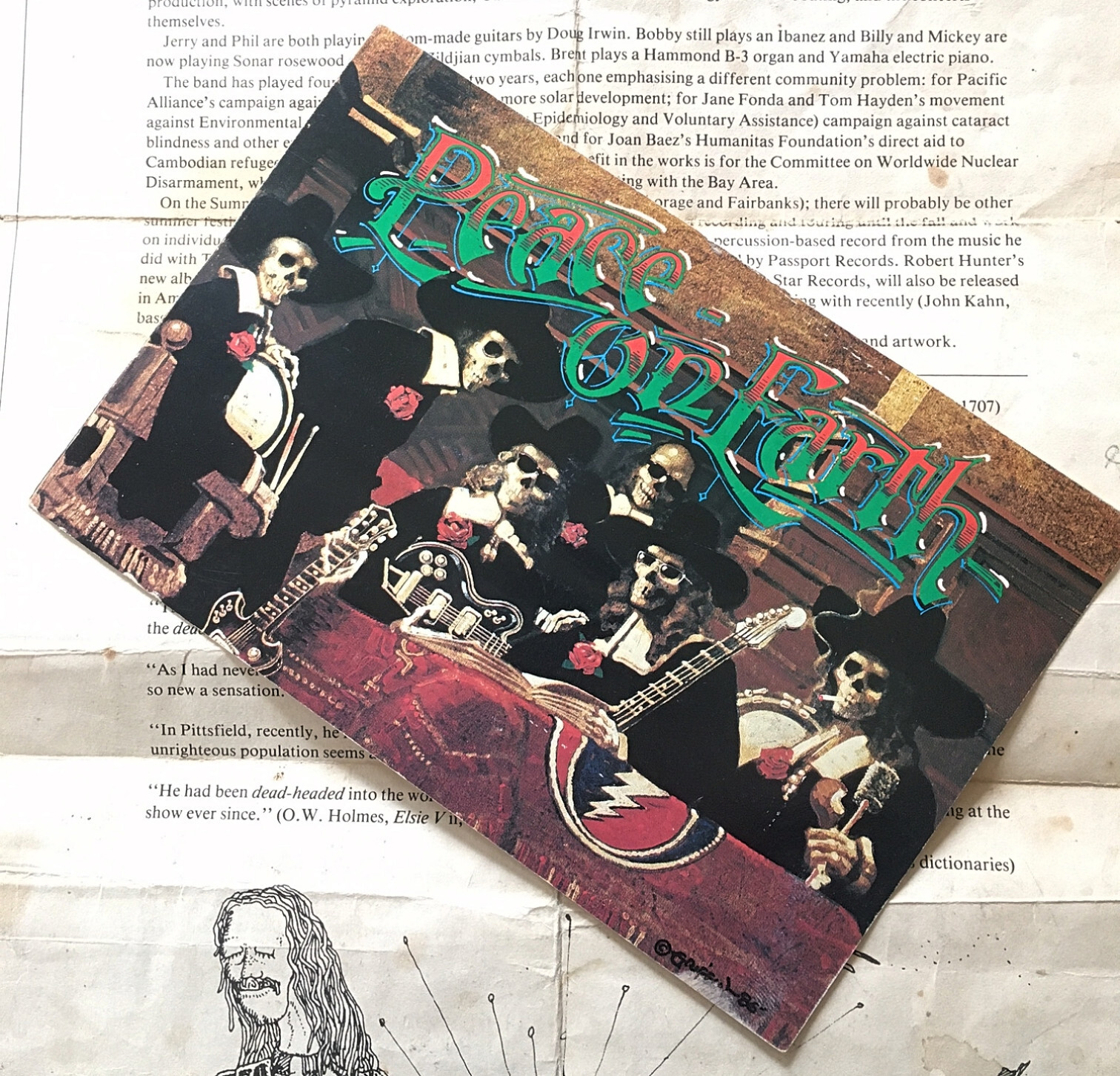 Original 1980 Grateful Dead Newsletter and 1986 Holiday Card sent to Dead Heads 