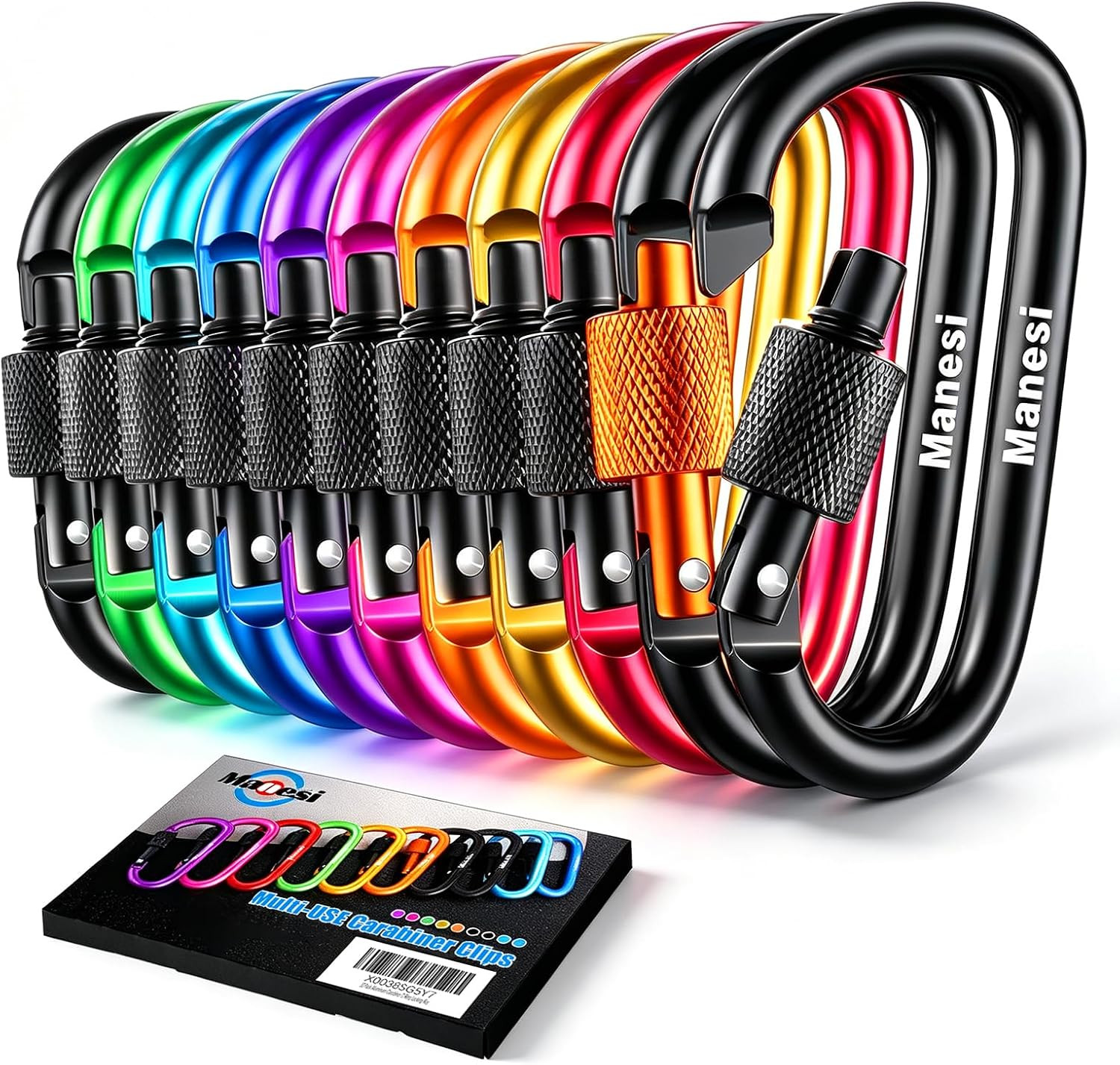 10 Pack 3Inch Aluminum D Ring Key Rings Hiking Clips Locking Carabiner for Hikin