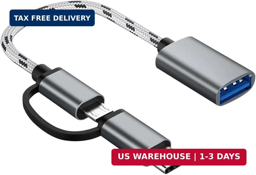2-in-1 USB C/Micro USB to USB Adapter, USB to USB C OTG Adapter Cable Compatible