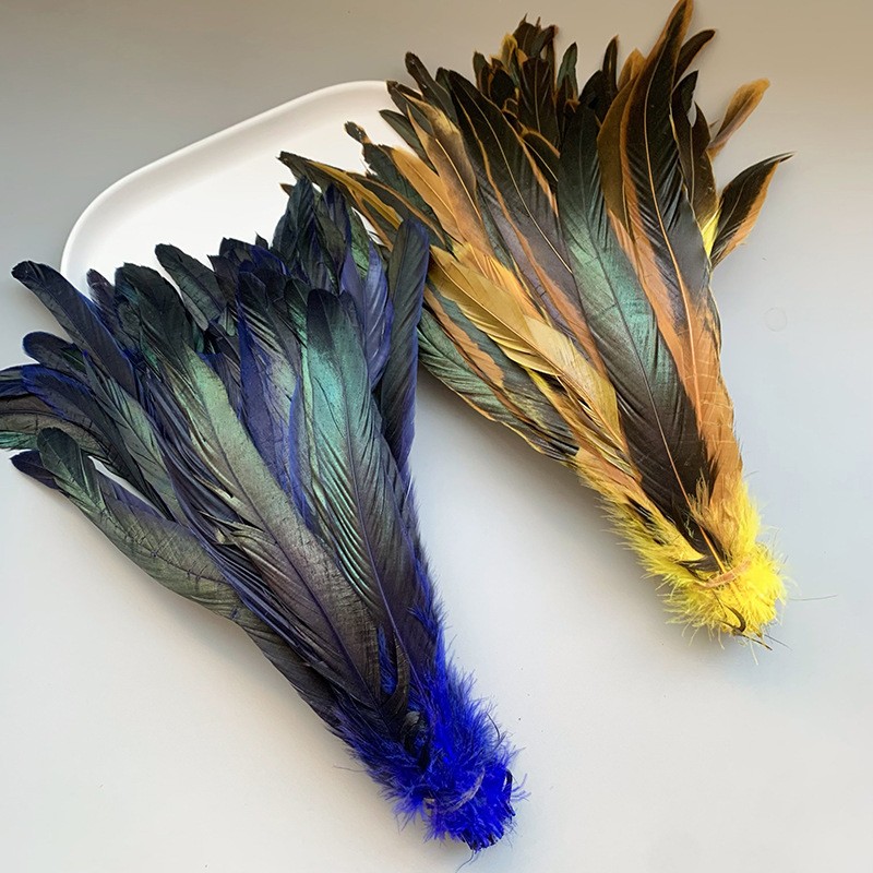 Colorful Rooster Tail Feather Direct Dyeing 25-30Cm Clothing Accessories 100pcs