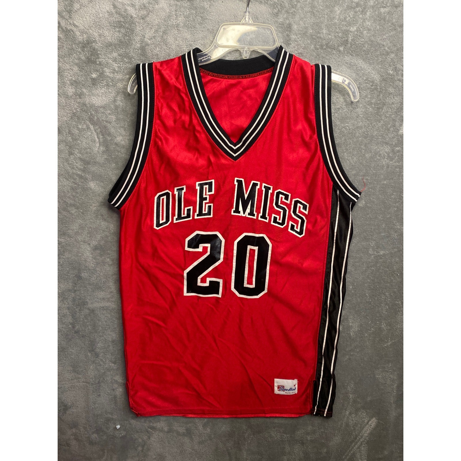 Ole Miss Rebels Basketball Jersey Number 20 Red Speedline Athletic Wear Men's M