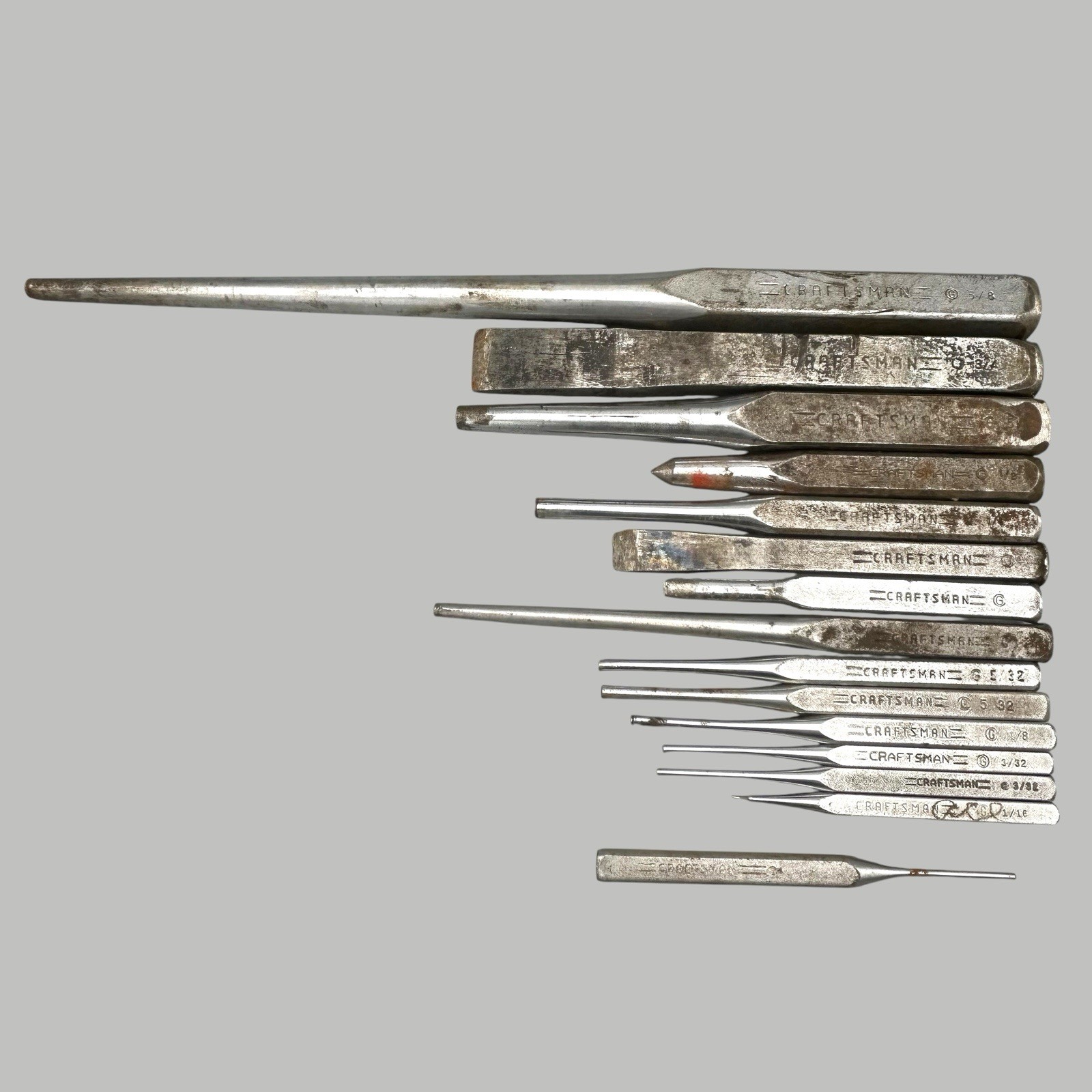 Vtg Lot of 15 Craftsman Pin Punches MADE IN USA Used Ships Quickly