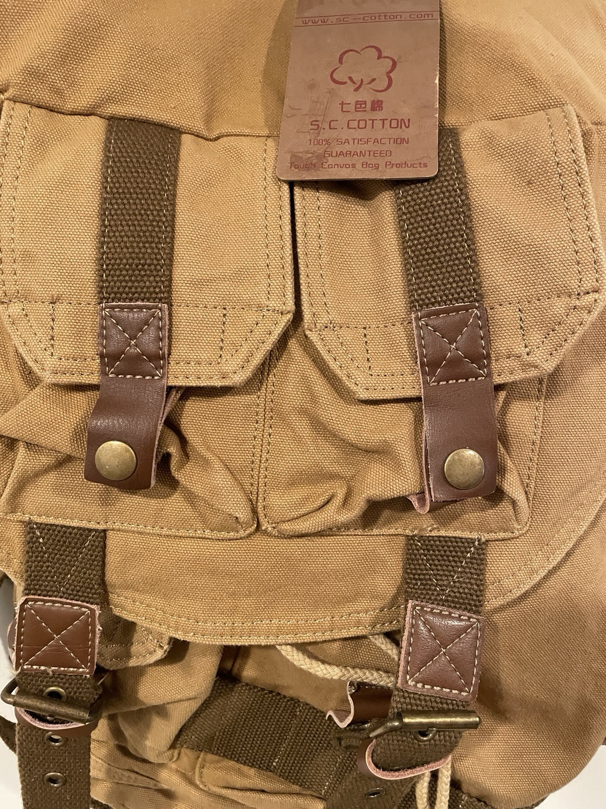 NWT Cotton Canvas & Leather Backpack | Camera Day Outdoors Bag