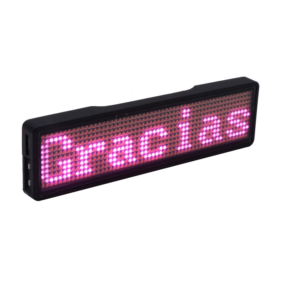 Bluetooth LED Digital Name Tag Badge DIY Programmable Scrolling Message Sign A