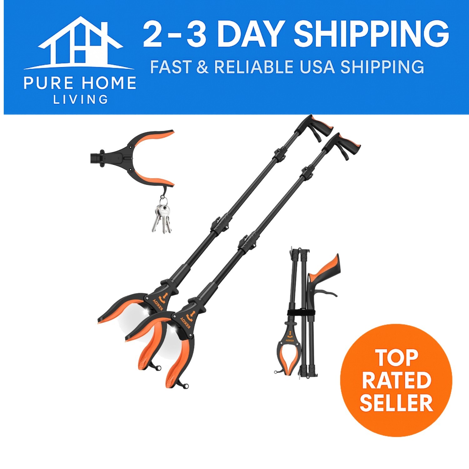 Portable 32"  Tool with Magnetic Tip - 2-Pack for Elderly & Caregivers