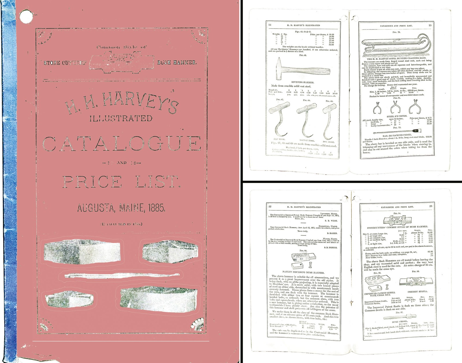 Orig. H.H. Harvey, Augusta, Me. 1885 Stone Working Tools Catalogue- mjdtoolparts