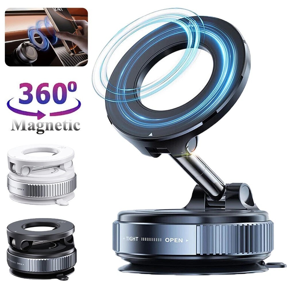 360°Vacuum Magnetic Phone Holder Adjustable Suction Cup Car Mount Foldable Stand
