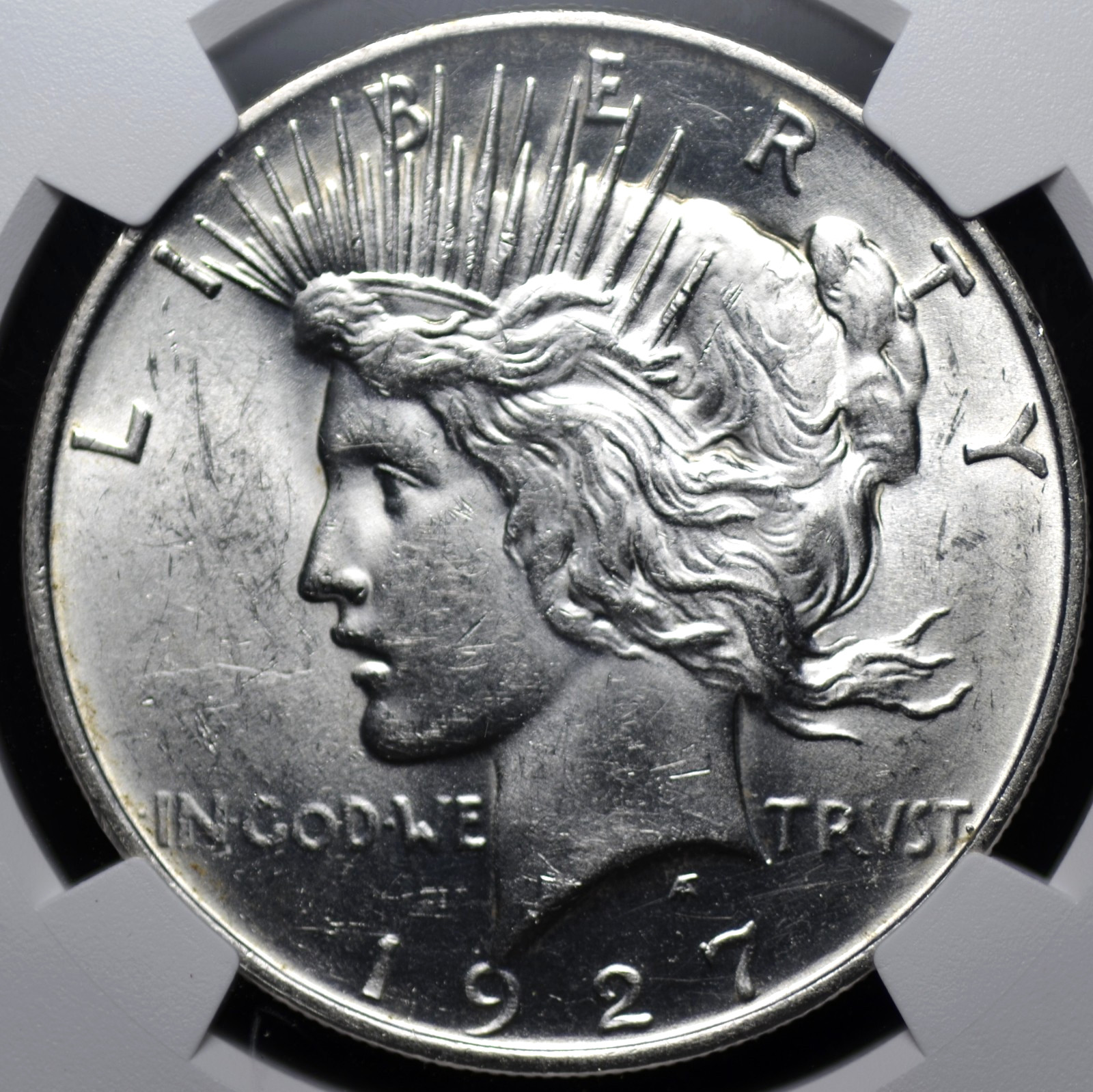 1927 D PEACE DOLLAR NGC MS 61 BRIGHT AND CRISP CHROMEY SILVER LUSTER FULL STRIKE