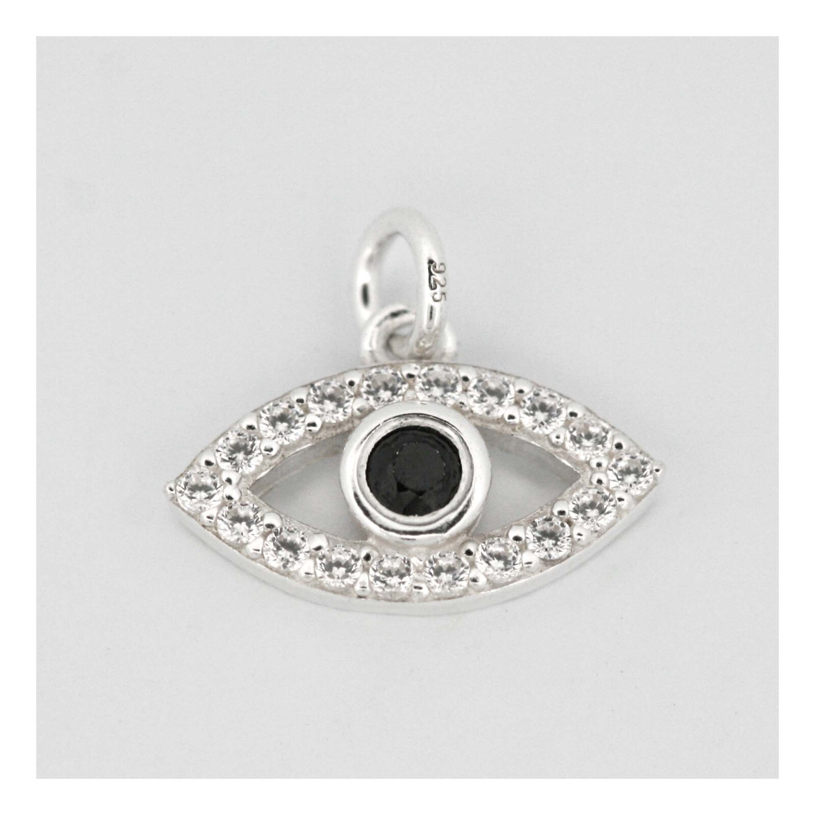 Small Evil Eye with Cubic Zirconia CZ Protection 925 Sterling Silver Charm