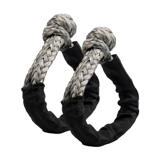 2PCS Synthetic Soft Shackle, 1/2 Inch x 22 Inch Soft Shackle, Gray Soft