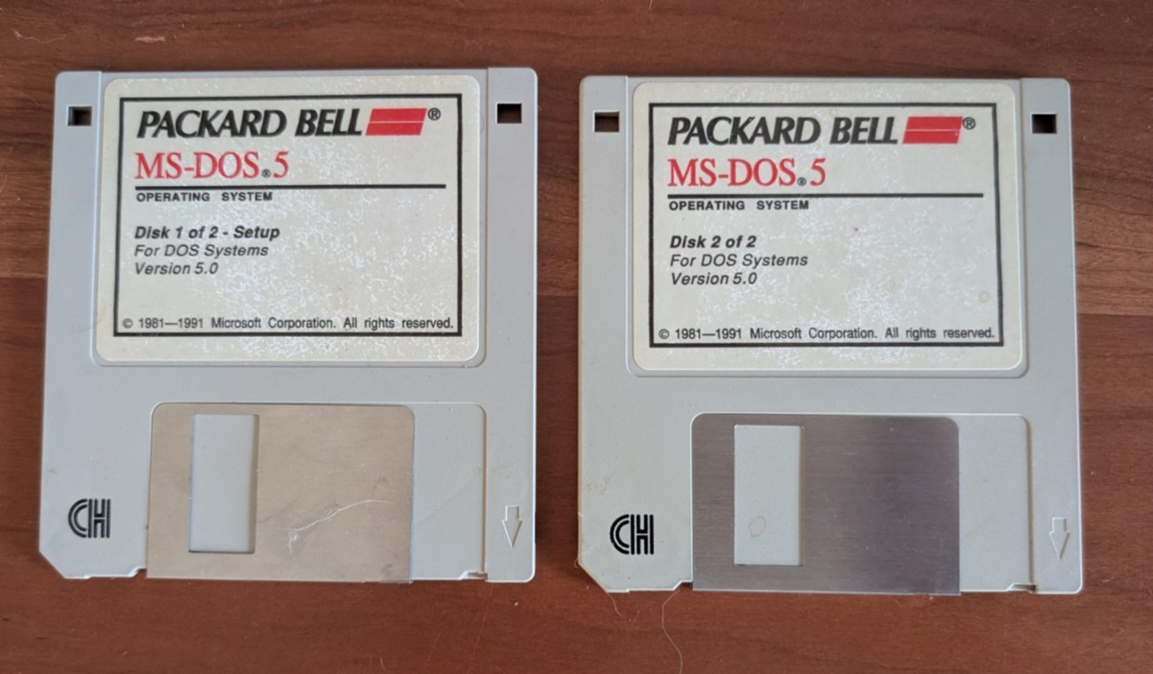 Microsoft MS-DOS 5.0 Operating System 1991 3.5 Floppy Packard Bell