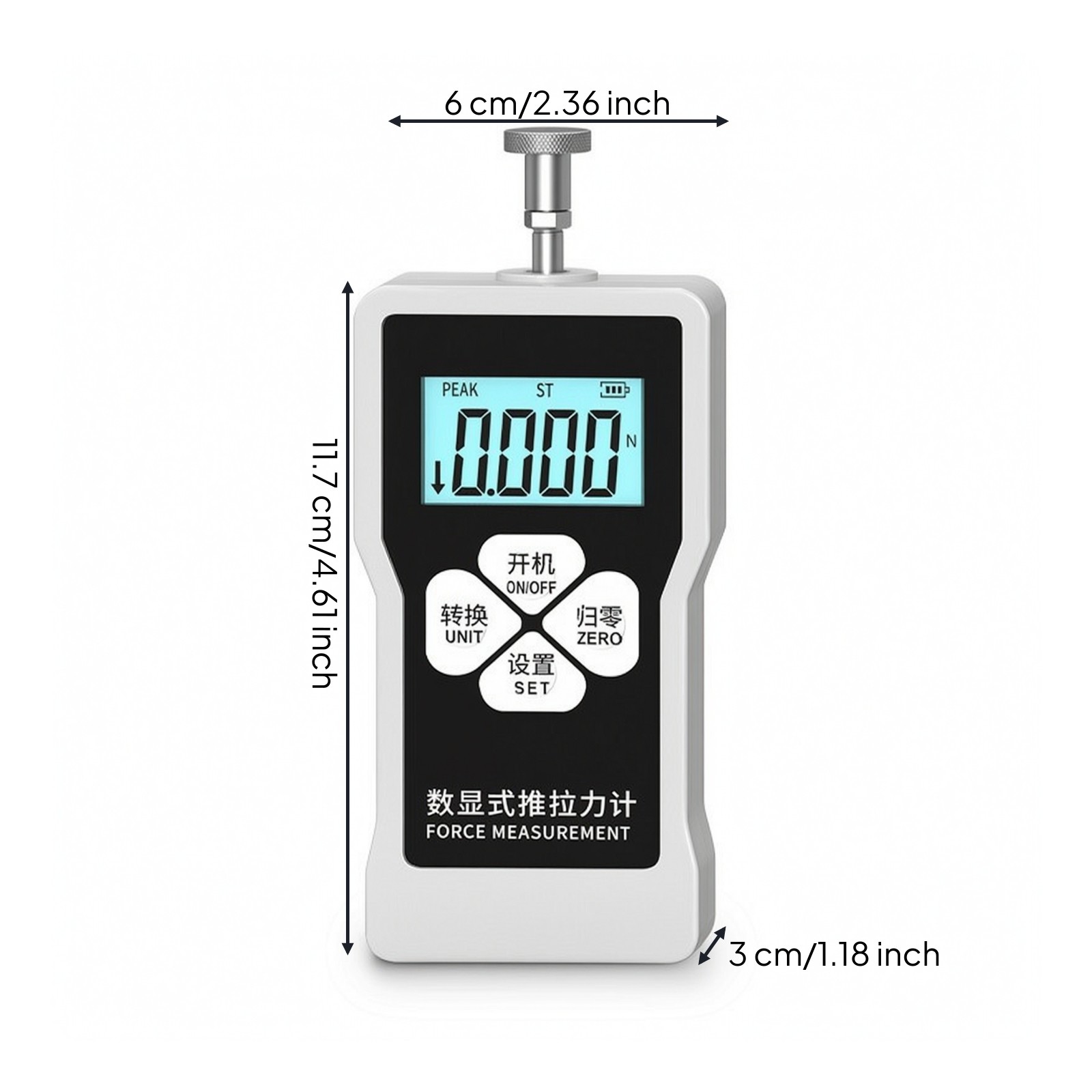 Push Pull Force Gauge Handheld Dynamometer Portable for Workshops, Inspectors