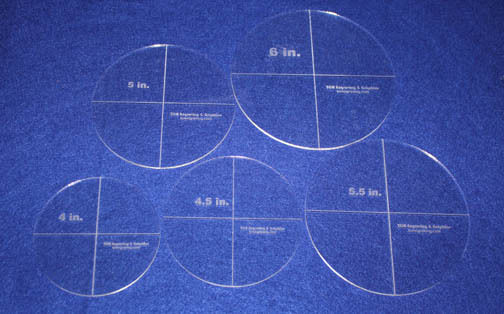 5 Piece Circle Set  4",4,5", 5", 5.5", 6"  1/8"  Acrylic - Quilting Templates