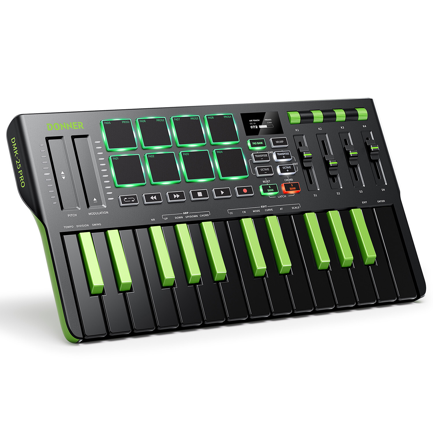 Donner DMK-25 Pro USB-C MIDI Keyboard DJ Controller 25 Key 8 Drum Pads Touch Bar