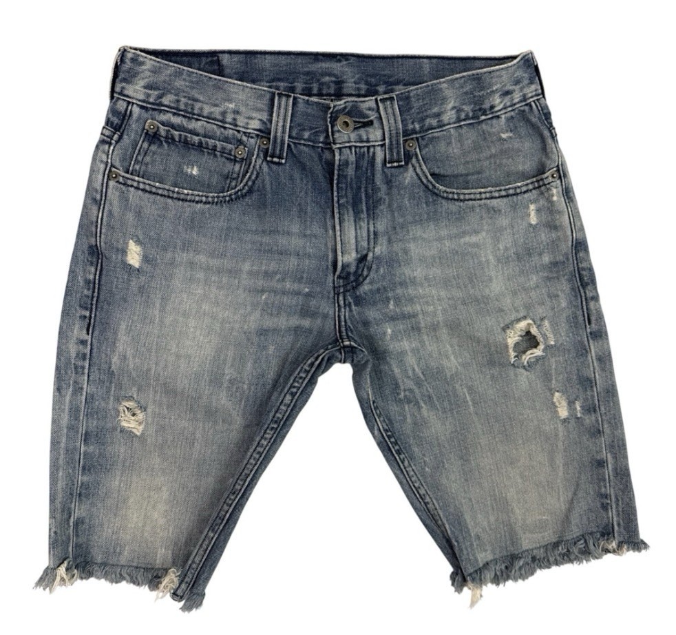 Levis 511 Skinny Denim Cutoff Shorts Mens 31 Distressed Light Wash Raw Hem