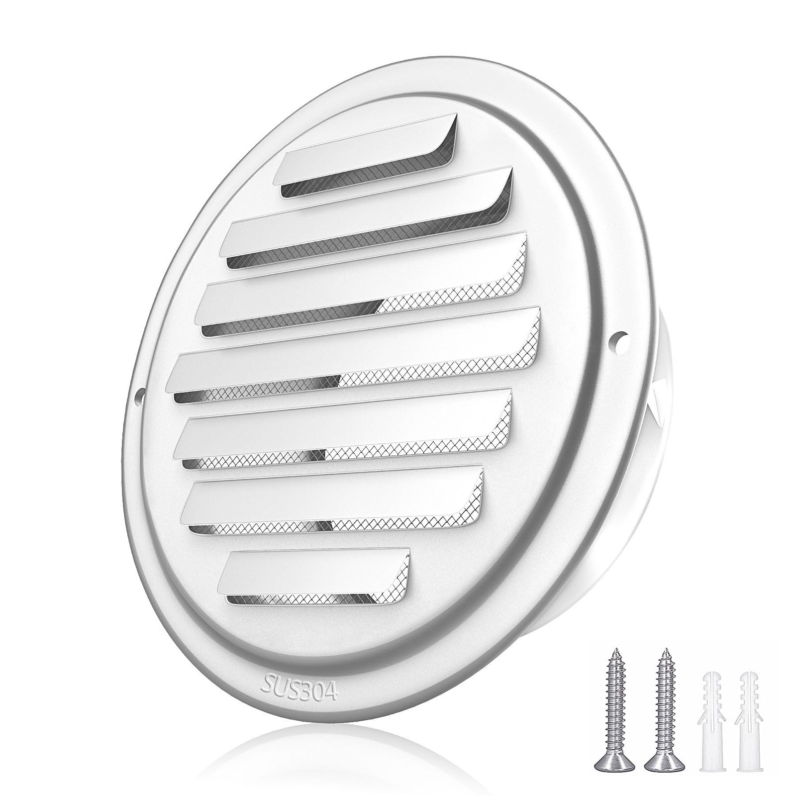 3'' Shiny Silver Paint Stainless Steel Air Vents, Louvered Grille Cover Vent ...