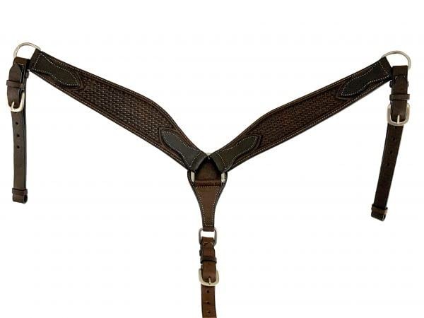 Showman Argentina Cow Leather Basket Tooled Breast Collar