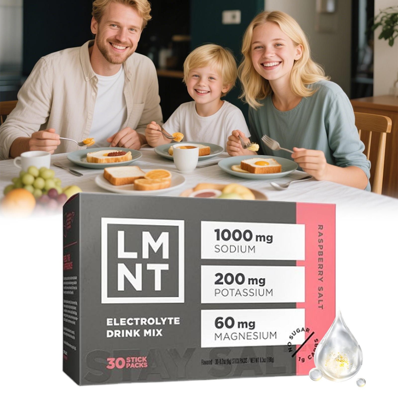 LMNT Electrolytes 30-Pack Raspberry Salt Grapefruit ZERO-Sugar NEW Keto