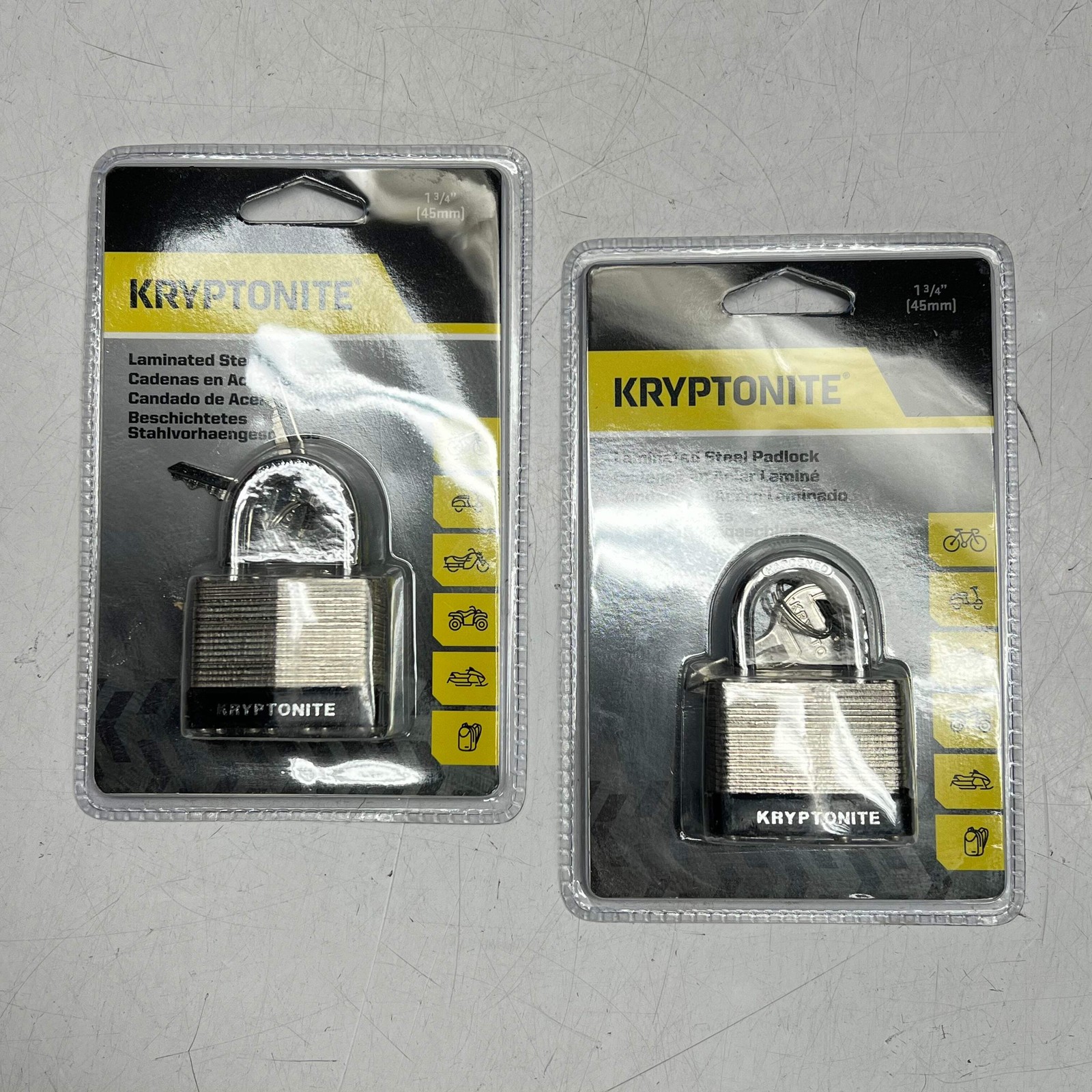 KRYPTONITE (2 PACK) Laminated Steel Padlock 1 3/4" (45MM) Chrome/Black