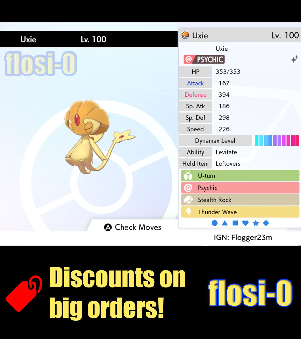 Pokemon Sword and Shield 6IV Shiny Uxie
