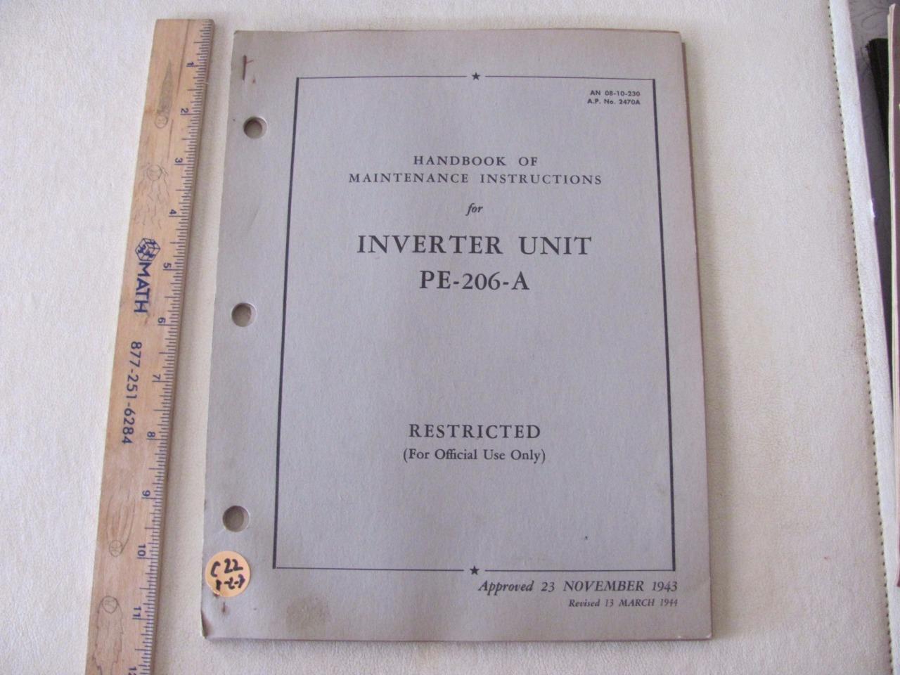 Maintance Instructions for Inverter Unit PE-206-A Nov 1943