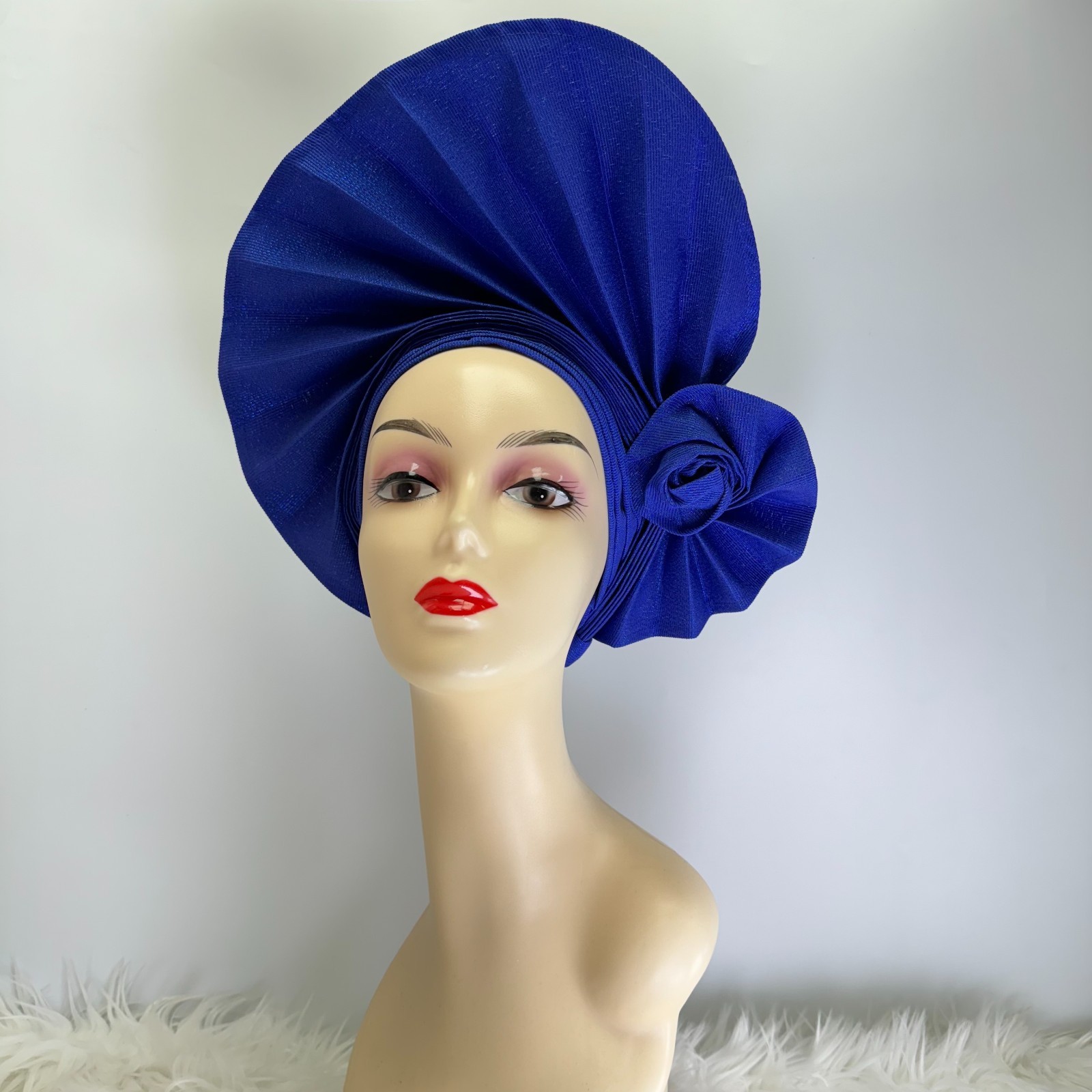 New African Gele Fabric Turban Headtie Made Aso-Oke Auto Gele Head Wear Hat 2025