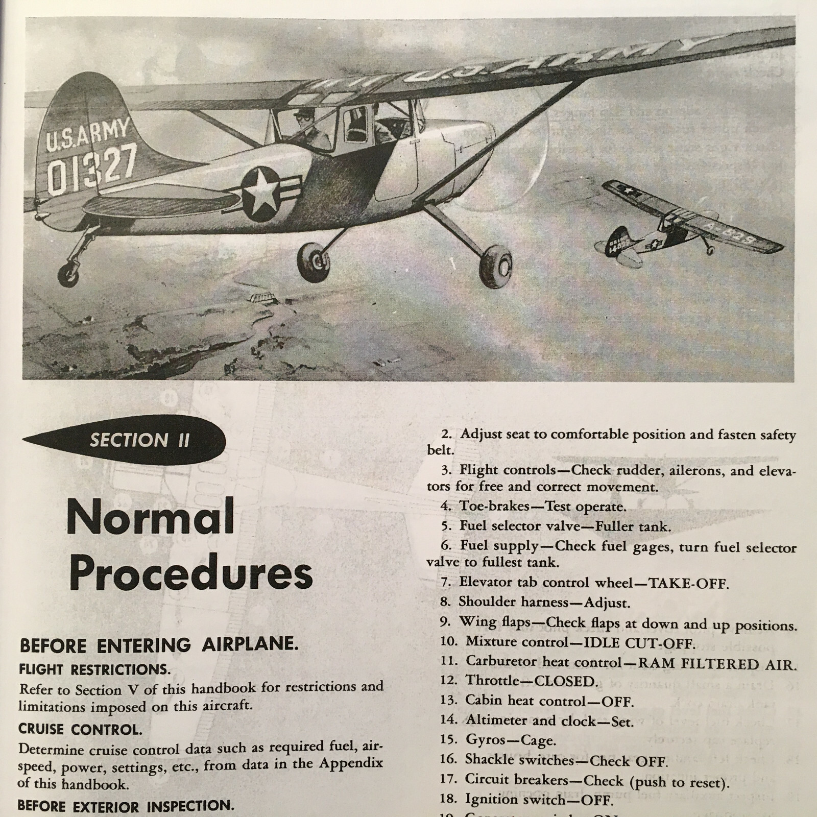 Cessna L-19A Series Flight Handbook Manual
