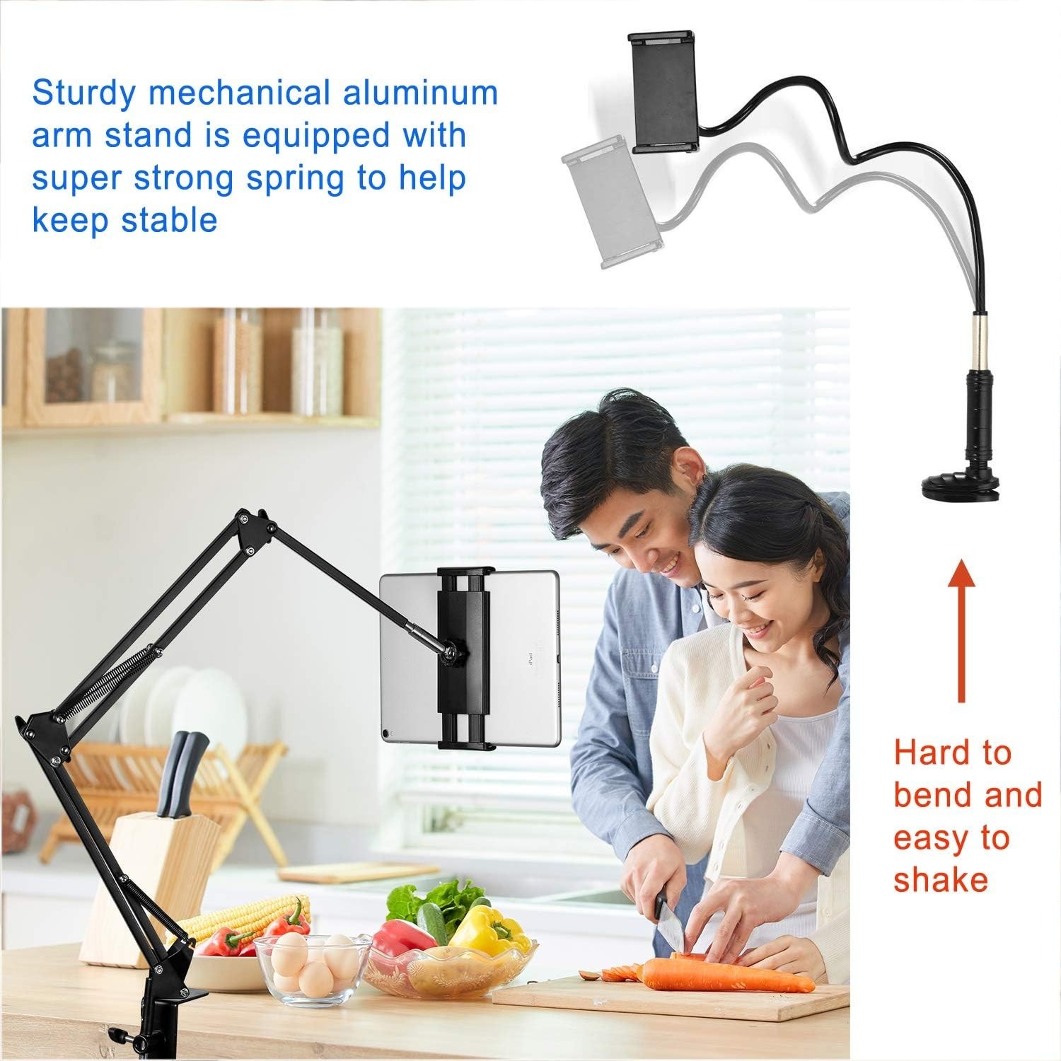Adjustable Foldable Aluminum Tablet Stand Holder for Bed Desk Compatible with...