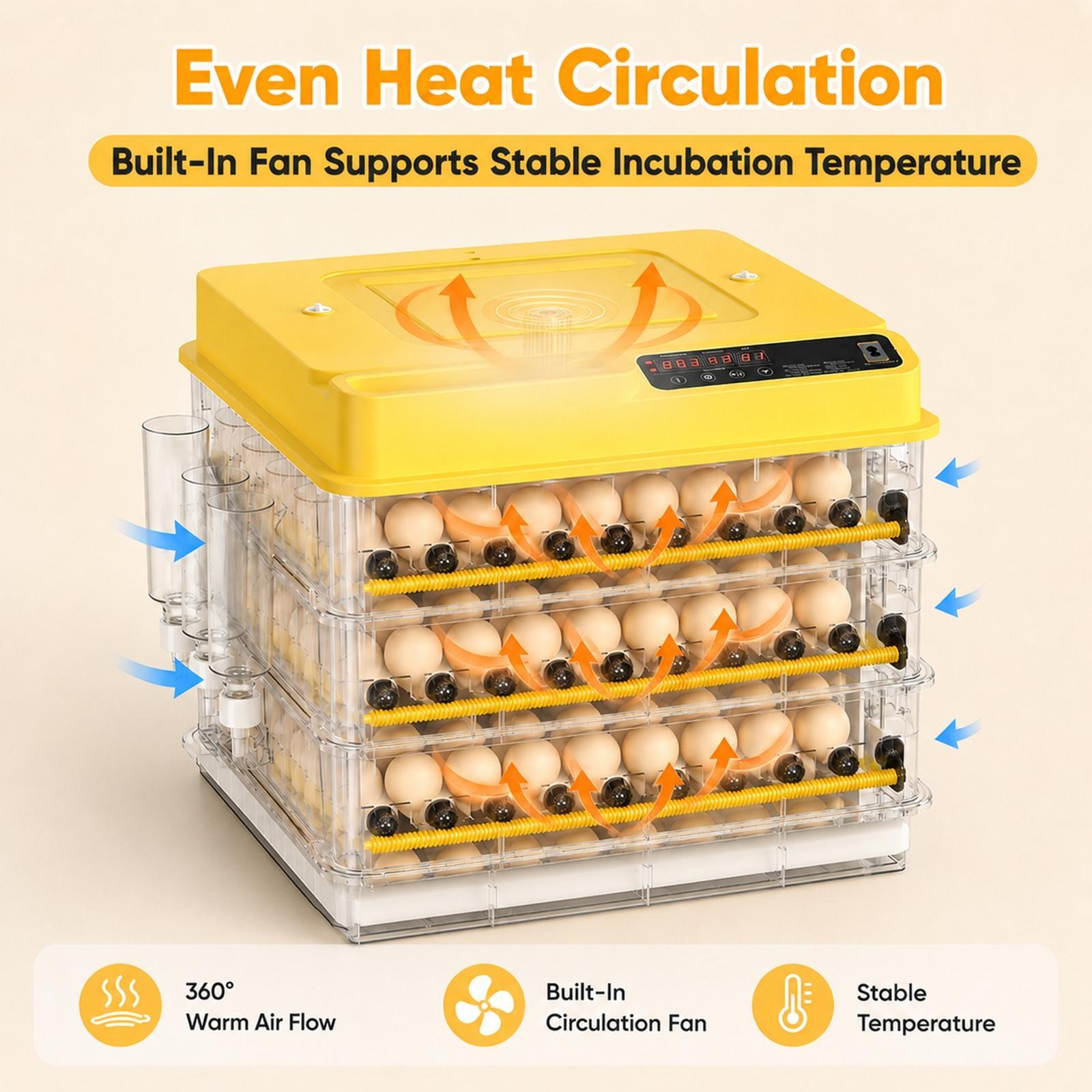 216 Eggs Automatic Egg Incubator with Digital Control & Auto Turner