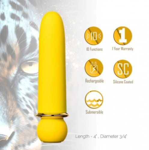 Maia Jaguar Powerful Rechargeable Super-Charged Vibrator 4 Inches Long (Yellow)