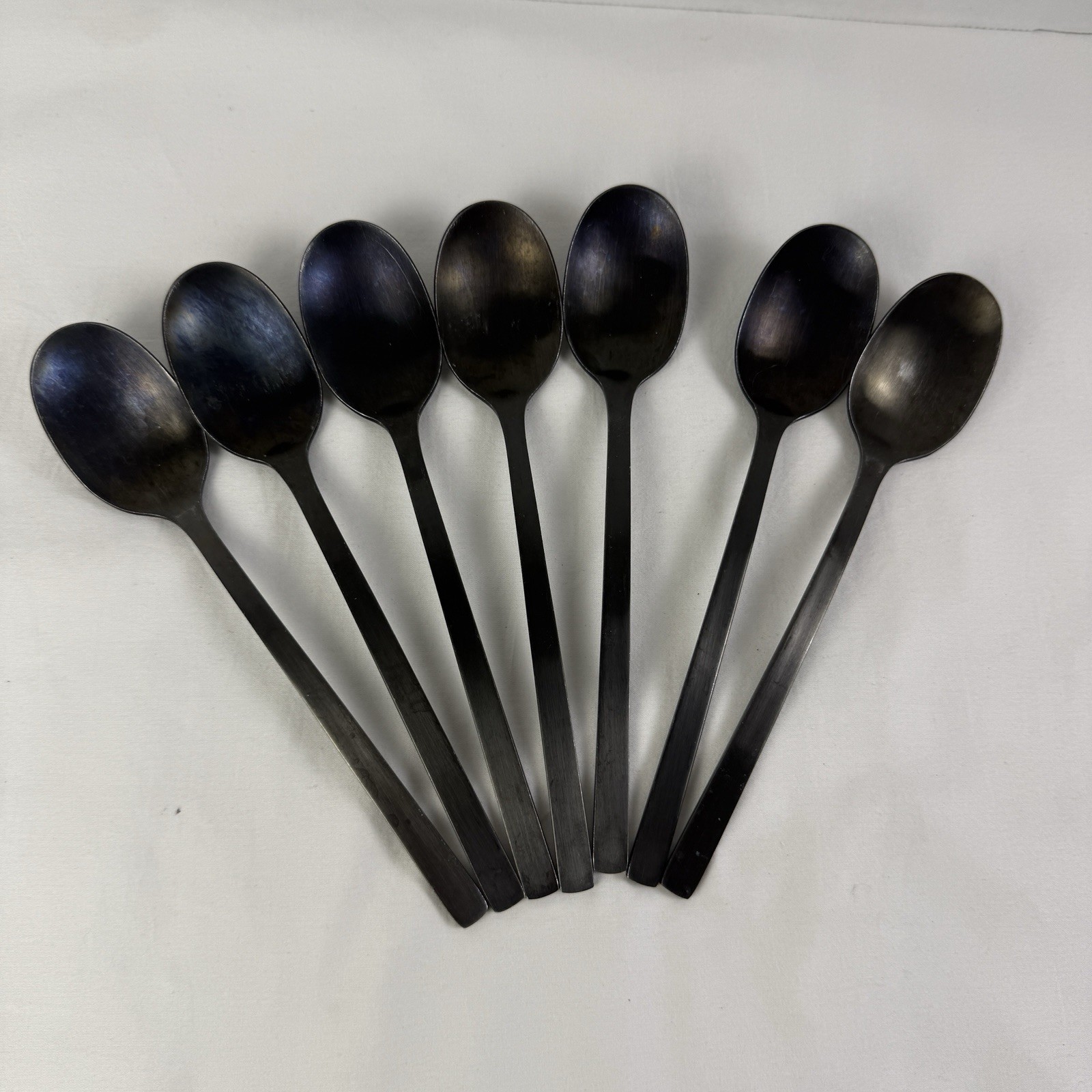 35 Piece Cambridge Cecil Black Satin Flatware Silverware Service For 7 Titanium