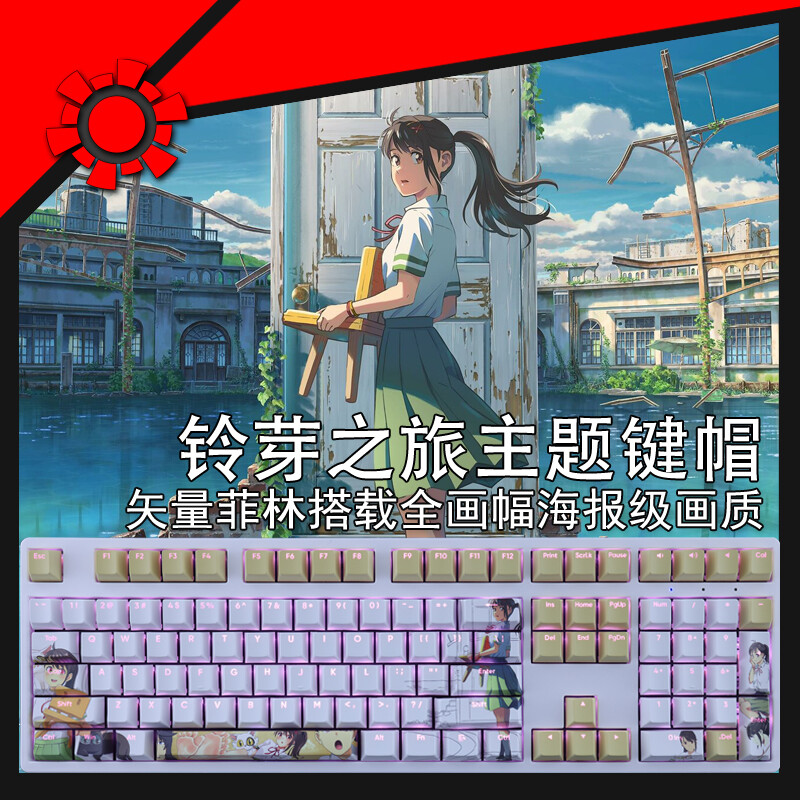 Suzume Cartoon PBT Transparent Keycap Set Cherry MX Profile 108 Keys Gift Stock