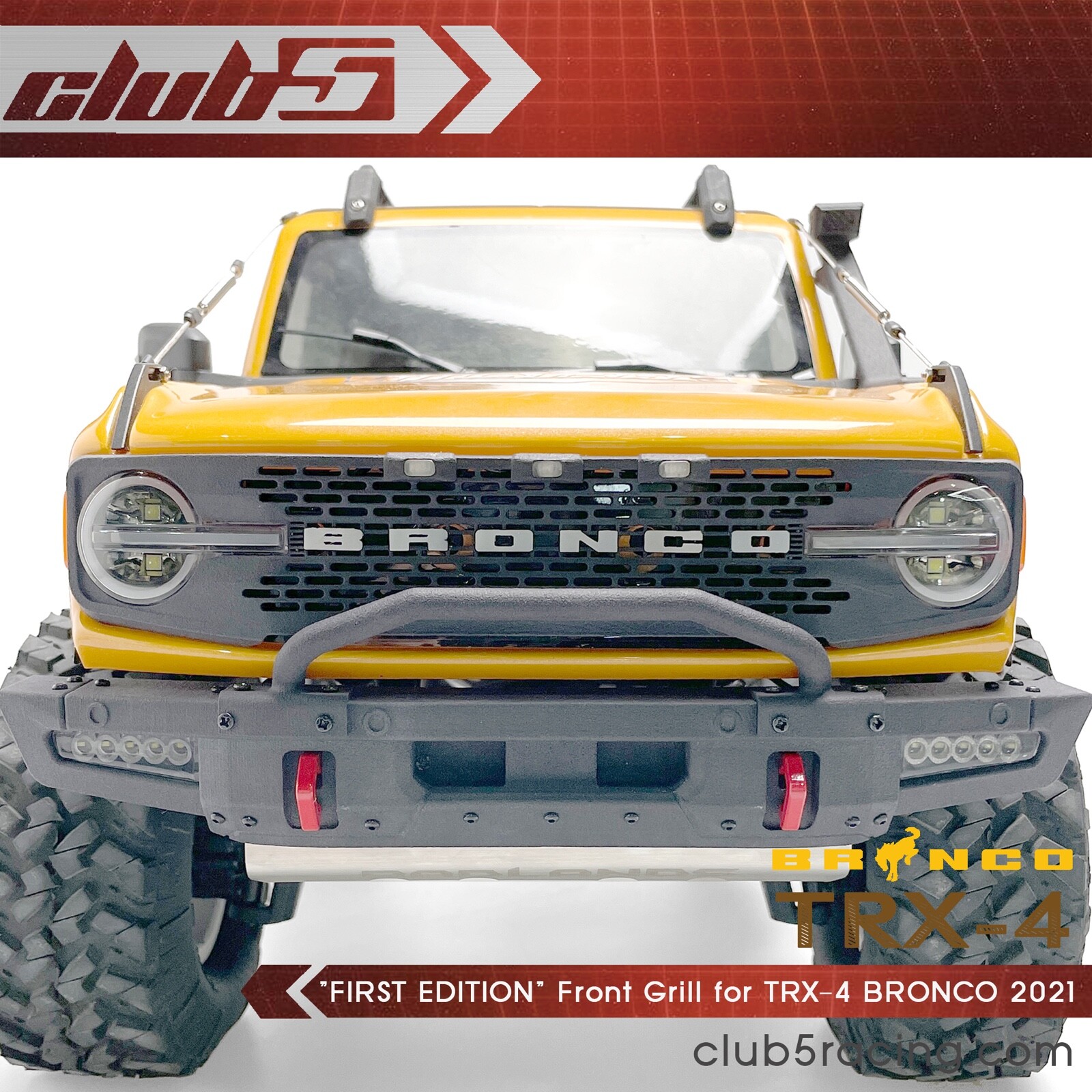 Custom Front Grille w/ LED for Traxxas TRX-4 2021 Ford Bronco
