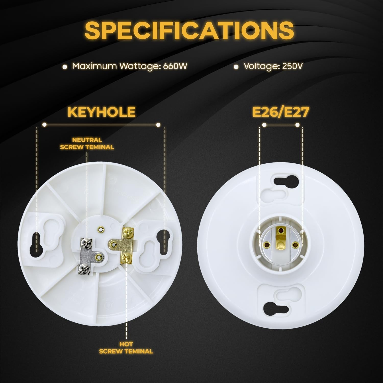 Seentech Keyless Plastic Lamp Holder – E26 Medium Base Ceiling Light Socket, ...