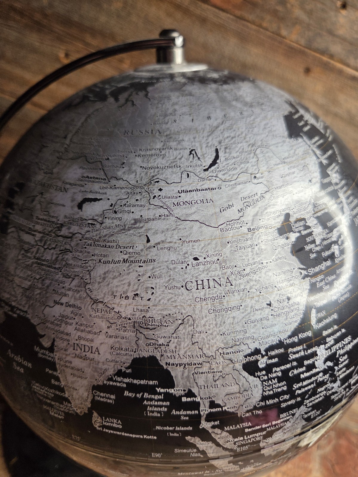Black Metallic World Globe - 12 Inch Tabletop Globe