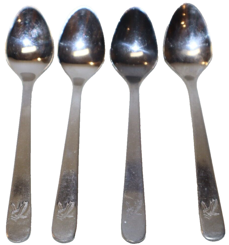 Vintage Lot of 4 Gulf Air 5" Spoons Falcon Logo 18-8 Stainless Steel Bahrain (B)