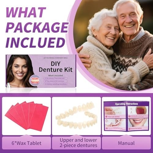 DIY Denture Kit - Complete Upper & Lower False Teeth for At-Home Smile Makeover