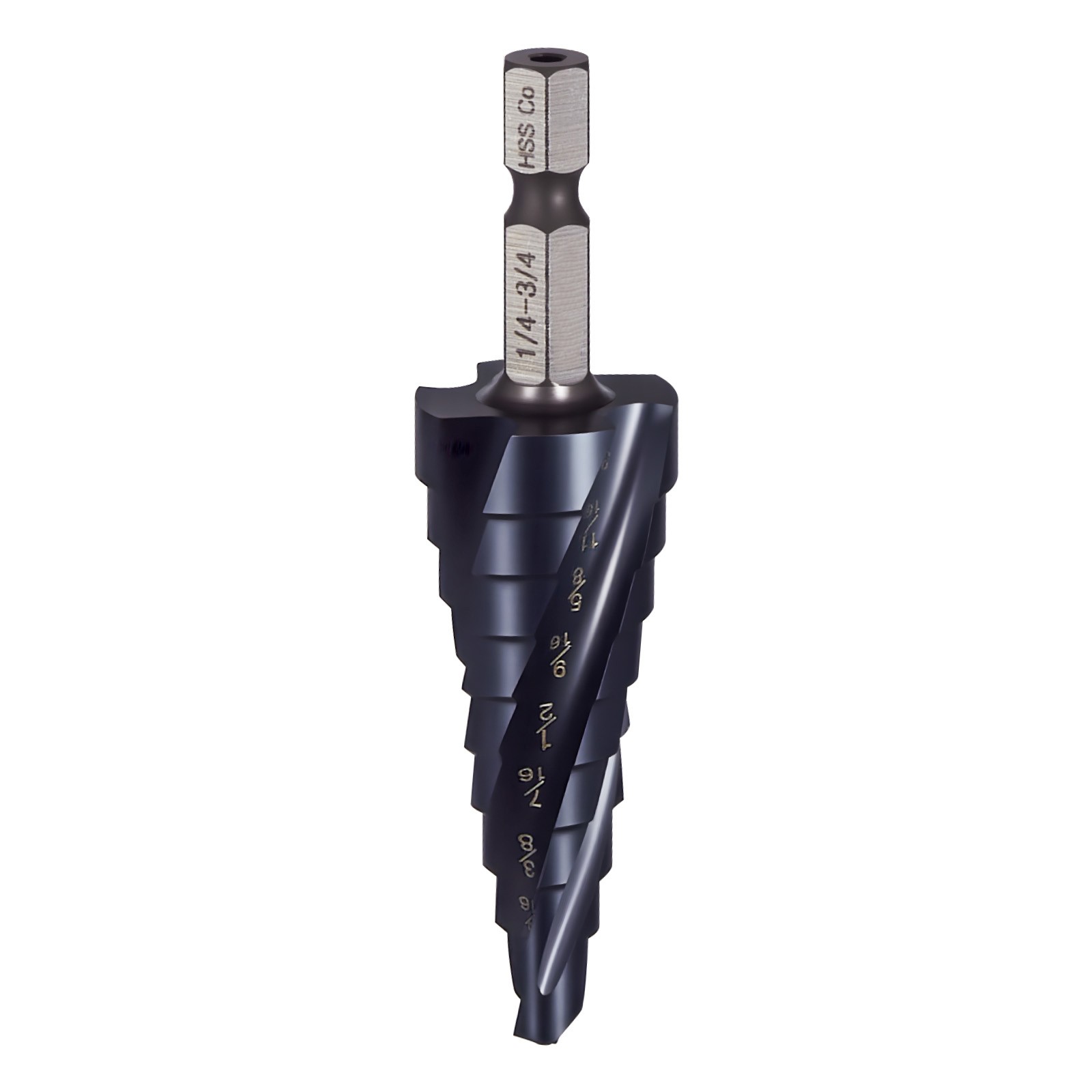 Uimoso Step Drill Bit 1/4 to 3/4 inch with 1/4 inch Hex Shank High-Speed Steel